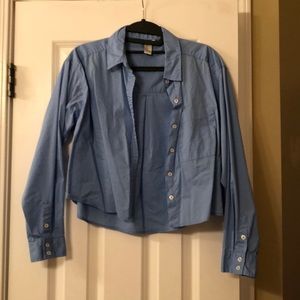 Blue Forever 21 cropped button down